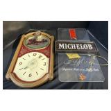 Strohs & Michelob Beer Advertising Clock & Sign.