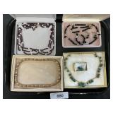 14K Gold Necklaces W\ Pearls, Turquoise, Garnets.