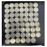 55 Walking Liberty Half Dollars.