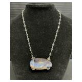 Sterling Silver, Sapphire & Opal Necklace.