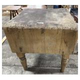 Antique Solid Butcher Block Table.
