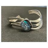 Sterling Silver & Opal Cuff Bracelet.