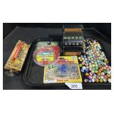 Vintage Swirl Glass Marbles, Toy Tin Register, Car