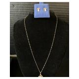 14KT Gold & Pearl Necklace & Earring Set.