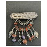 Native American Silver Style Stone Pin.