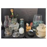 Green Glass Wine Decanter, Oil Lamp Tops, Mason