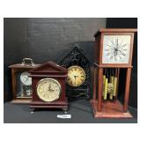 4 Beautiful Wood & Metal Cased Mantel Clocks.