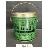 L.D. Webber Womsdorf PA Home Rendered Lard Tin.