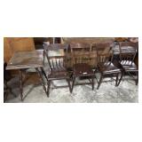 (4) Ornate Oak Side Chairs, Oak Side Table.