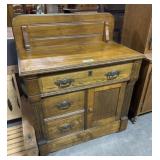 Victorian Eastlake Style Oak Washstand.