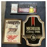Advertising Beer Signs, Miller, Michelob.