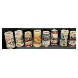 8 Coors, Budweiser, Miller Advert. Beer Steins.