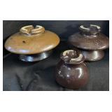 3 Vintage Ceramic Power Line Insulators.