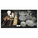 EAPG Glassware, Crystal Bowl, Carved Figure.