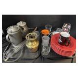 Glasses, Mugs, Pitchers, Bowls.