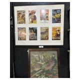 Framed Lobby Movie Cards & Fabric Bird Print.