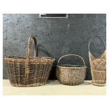 3 Woven Wicker Baskets.