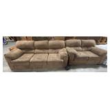 Brown Suade Sofa & Loveseat.