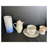 W&E Corn Porcelain Teacup, Pitcher, Vase, Mug.