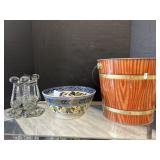 Delftware Pottery Bowl, Galvanized Bucket.