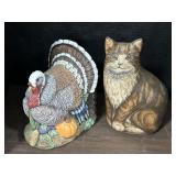 Ceramic Turkey Planter & Cat Doorstop.
