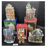 5 Ceramic Christmas Buildings.