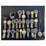 25 Fashion Wrist Watches & 2 Pocketwatches.