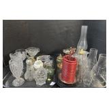 Lot Of Glasses, Oil Lamp Tops & Bases.