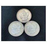 3 %90 Silver Morgan Dollar Coins.