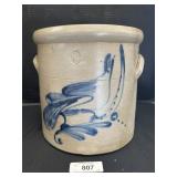 3 Gal Cobalt Blue Slip Design Stoneware Crock.