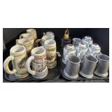 Large Lot Of Beer Steins & Pewter Mugs.