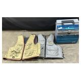 Fishing Plano Tackle Box & 2 Life Vests.