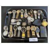 19 Menï¿½s Fashion Wrist Watches, 3 Pocket Watches.