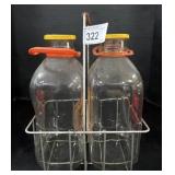 Lehman's Vintage Milk Bottles & Carrier.