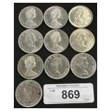 10 80% 1963-1966 Silver Canadian Dollars