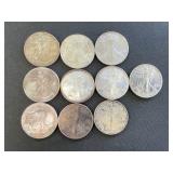 10 1 Oz .999 Fine Silver American Silver Eagle $1.