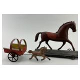 Pair of Early Tin Litho Horse Toys.