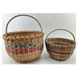 2 Splint Wood Wicker Gathering Baskets.