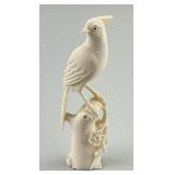 Bone Carved Perched Cardinal Figurine.