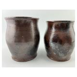 Pair of Pennsylvania Redware Pottery Crocks.