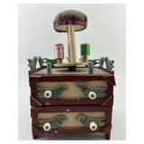 Folk Art Thread Cabinet Sewing Stand.