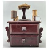 Folk Art Thread Cabinet Sewing Stand.
