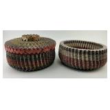 2 Hand Woven Cigarette Pack Trench Art Boxes.