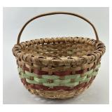 Splint Wood Red & Green Accent Wicker Basket.