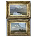 Pair of Gold Gild Framed Landscape Art.