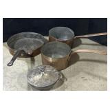 V. Olac & Sons Copper Frying & Sauce Pans.