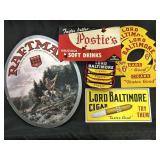 Whiskey, Cigars, & Soda Advertising Signs.