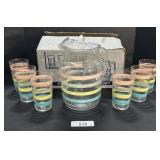 Mid Century Federal Glass Pitcher Set.