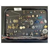 Costume Jewelry, Earrings, Brooches, Pendants.
