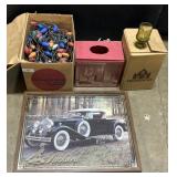 Franciscan Crystal Glasses, Packard Clock.